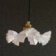 Old white glass pendant light with translucent net - circa 1930. Brass socket and new cable