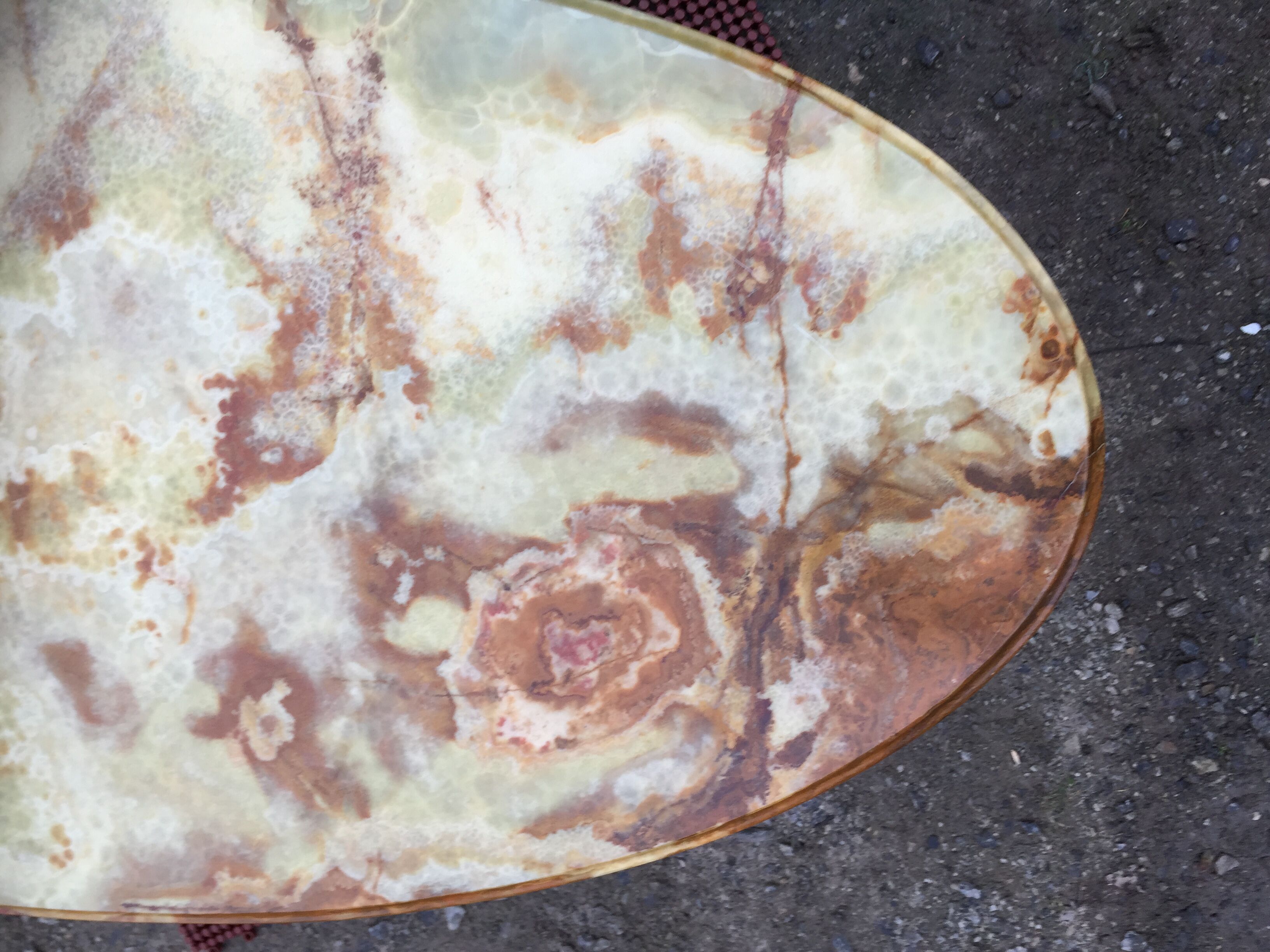 Vintage brass coffee table and oval alabaster top.