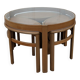 Trinity coffee table by Nathan, glass and wood, 1960s.