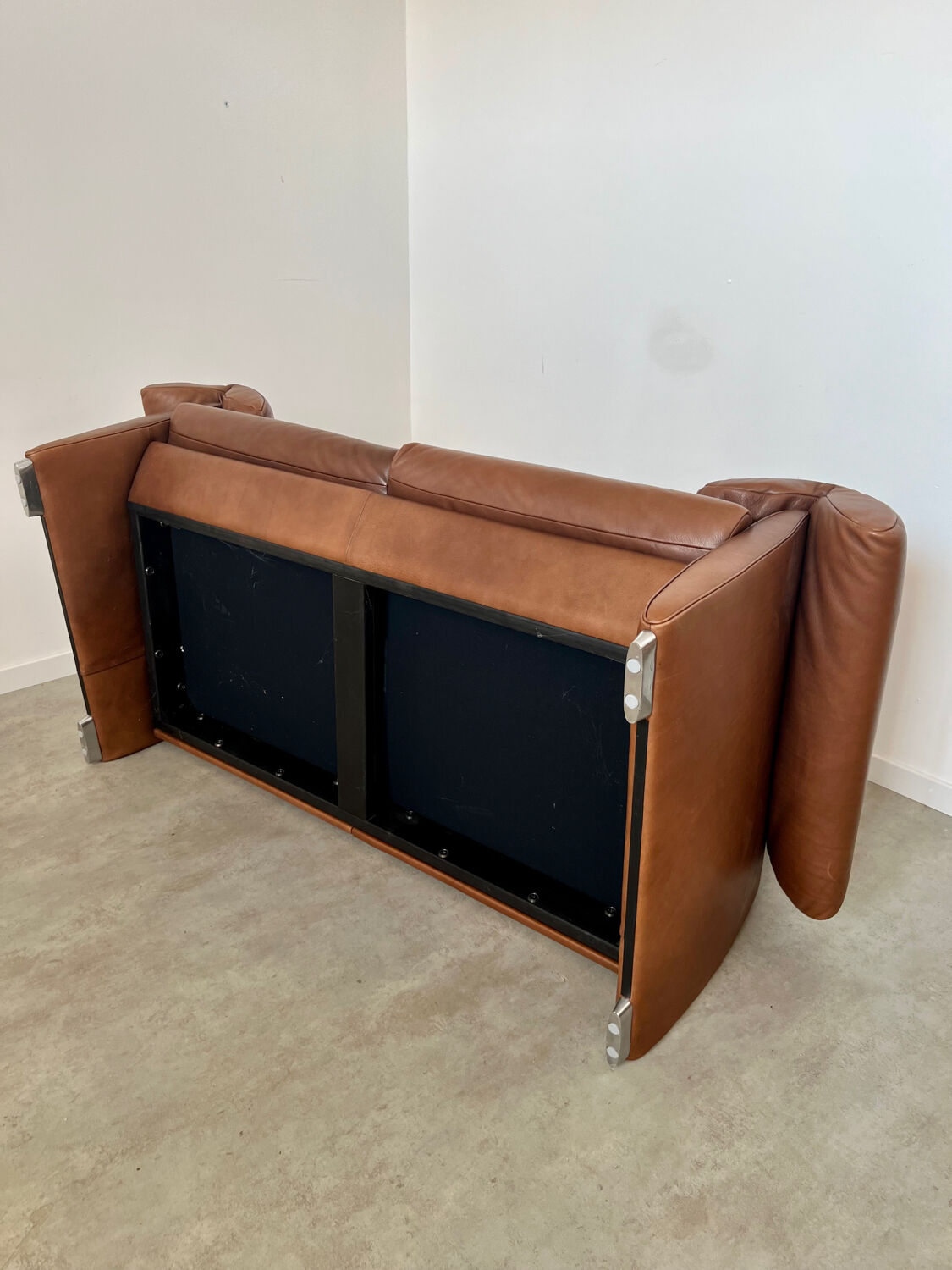 Vintage sofa 2 places leather camel design de sede ds-1023