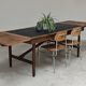 Vintage workshop folding table in oak with a hand-patinated black top.