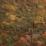 Italian landscape painting with sheep signed C. Bentivoglio