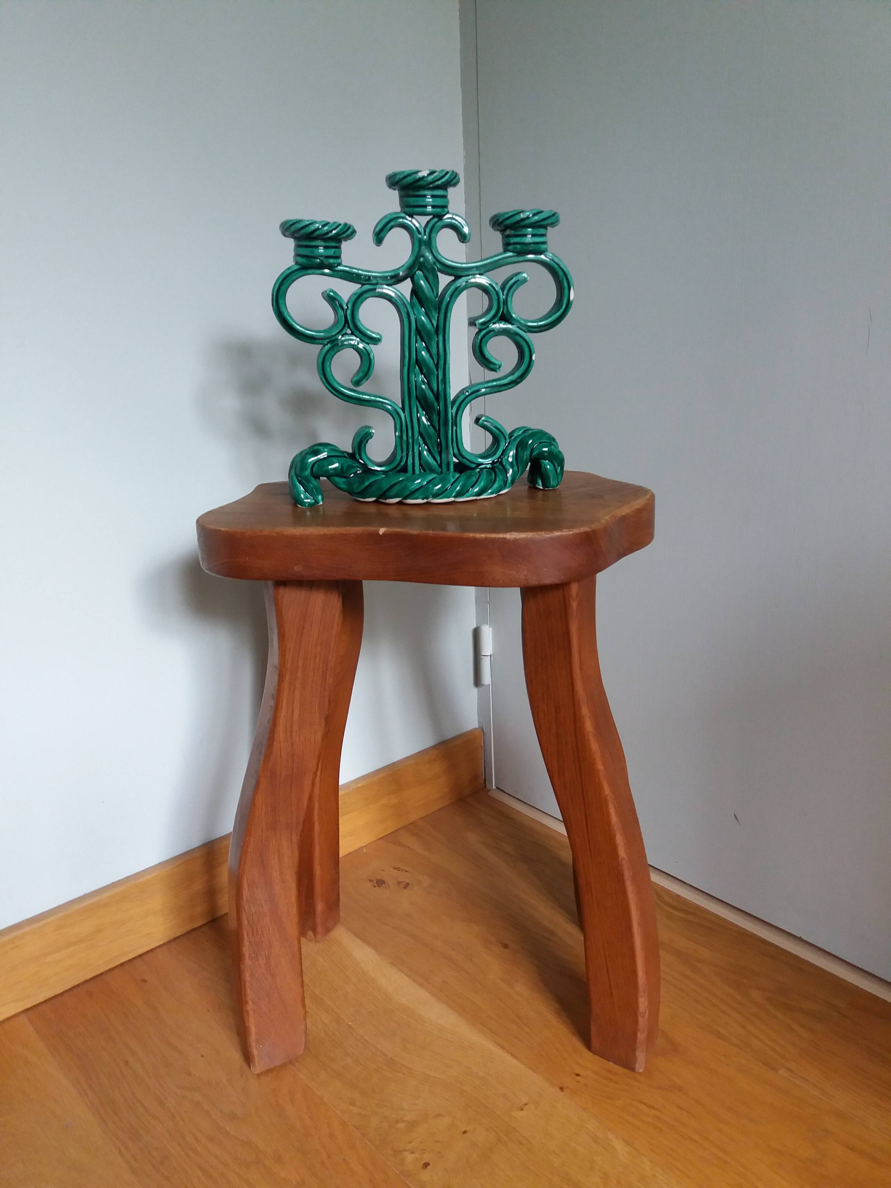Vallauris Art Deco barbotine candlestick