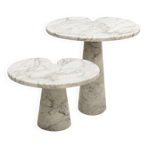 Original Angelo Mangiarotti Italian "Eros" Carrara Marble Side Tables