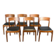 Set of 6 dining chairs by Henning Kjaernulf for Korup Stolefabrik, teak and leather, 1960s.