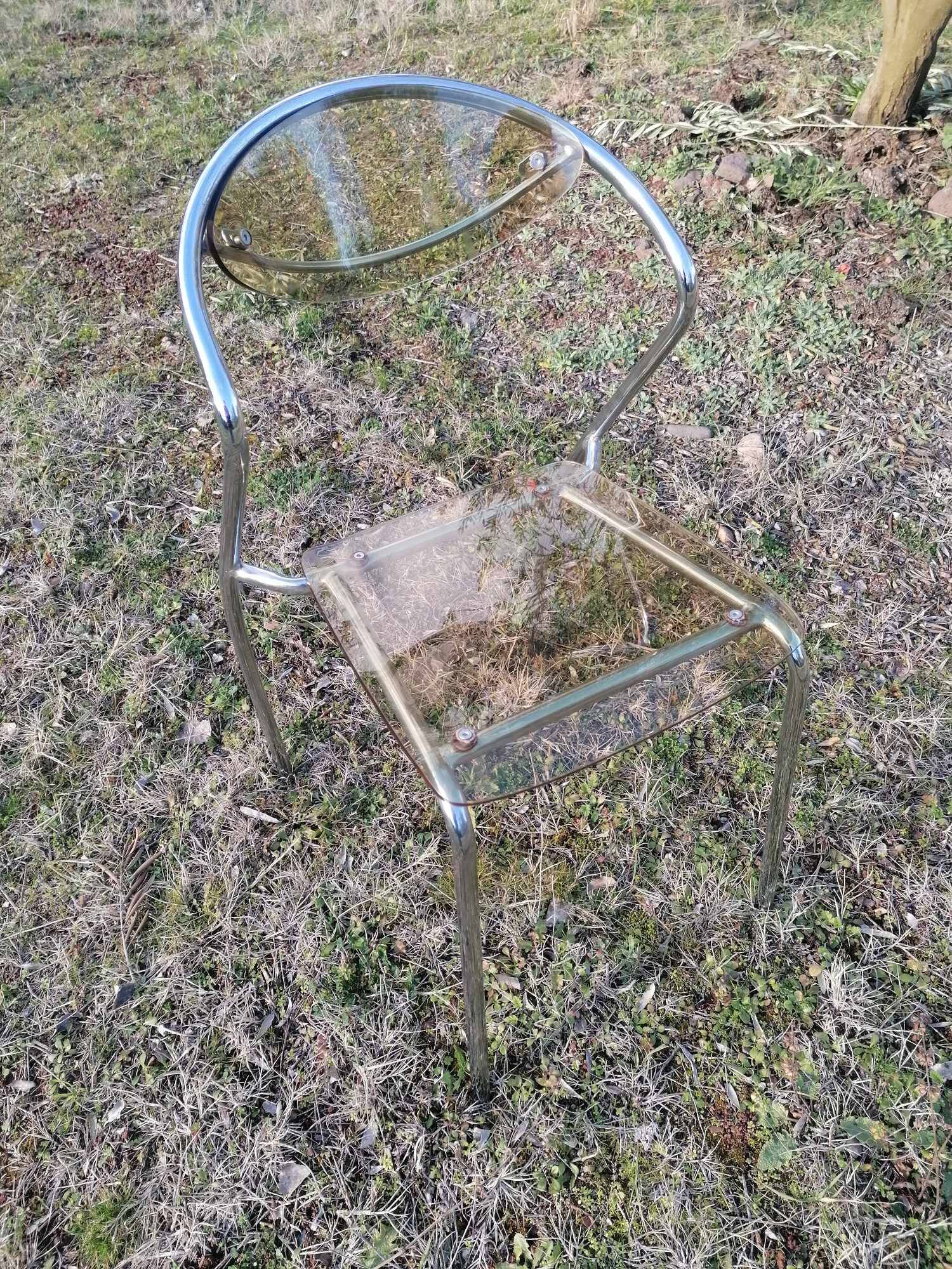 Vintage designer chair in plexiglass and chrome 1980