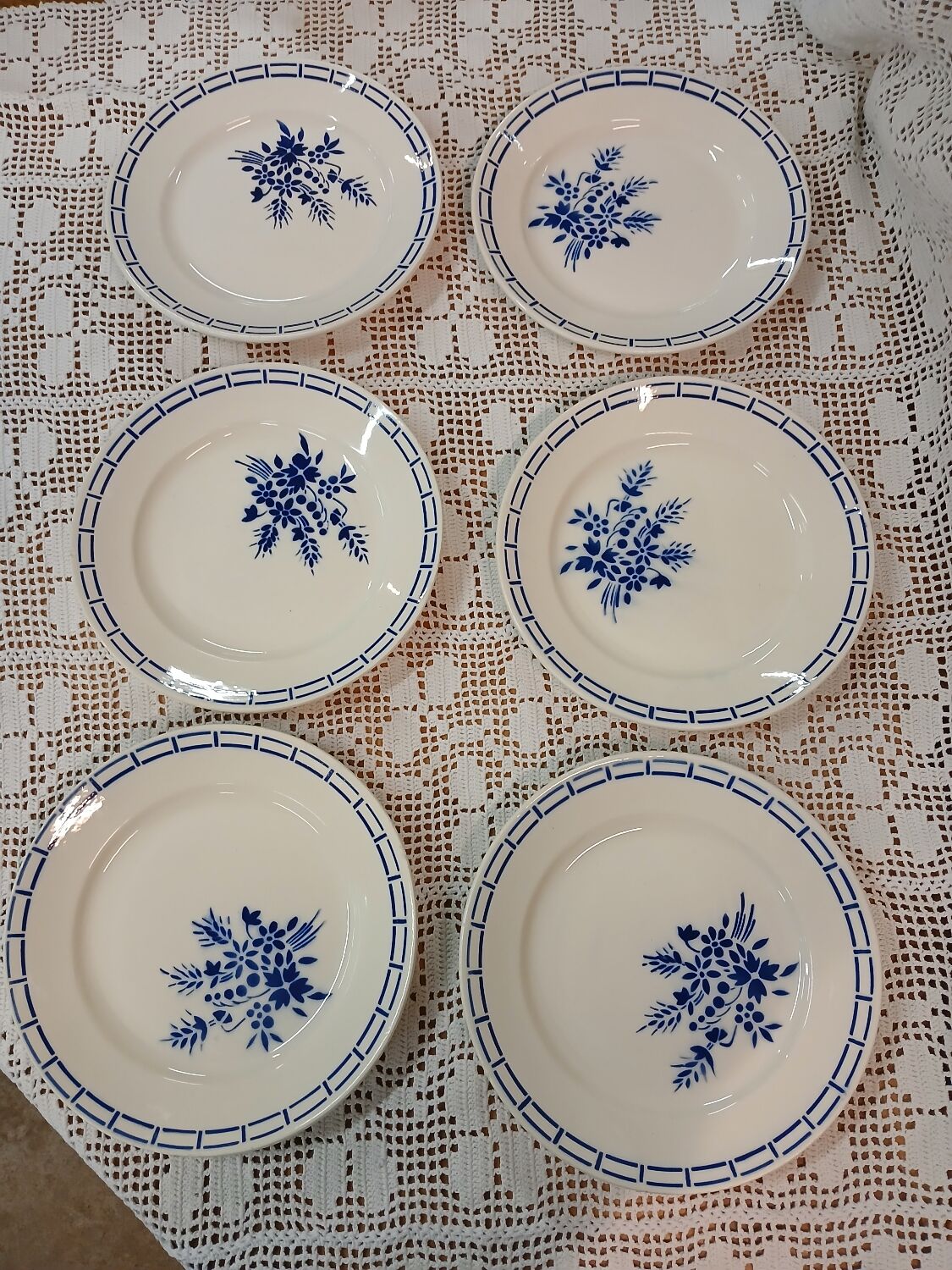 6 antique Badonviller dinner plates