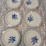 6 antique Badonviller dinner plates
