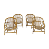 Set of 4 vintage rattan chairs