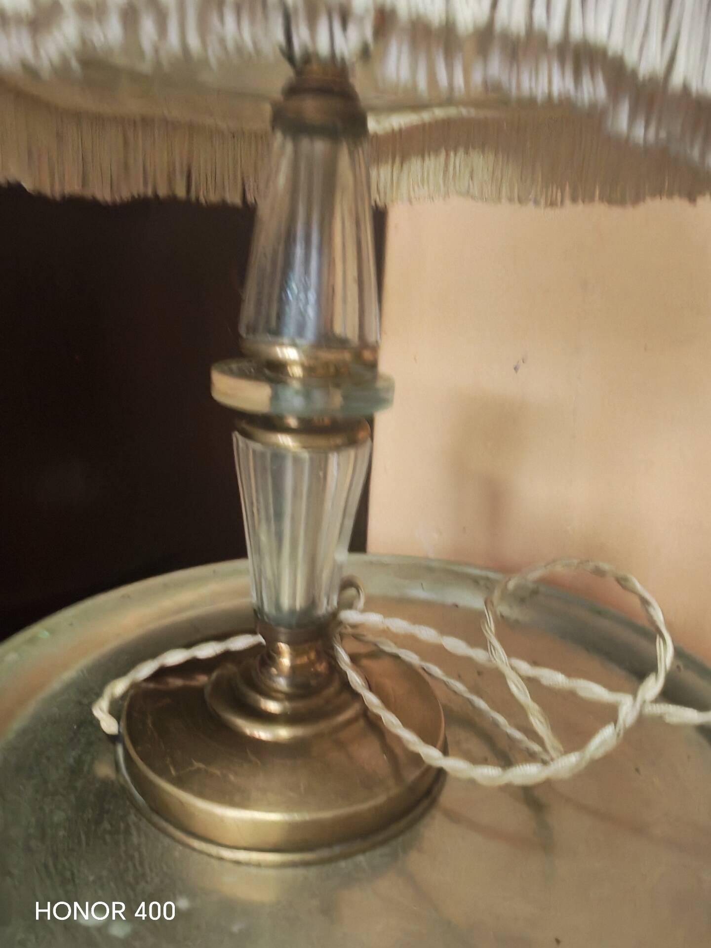 Table lamp in Hollywood Regency boudoir style from the 1950s.