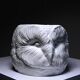 Large cache pot owl head vintage Italian white earthenware