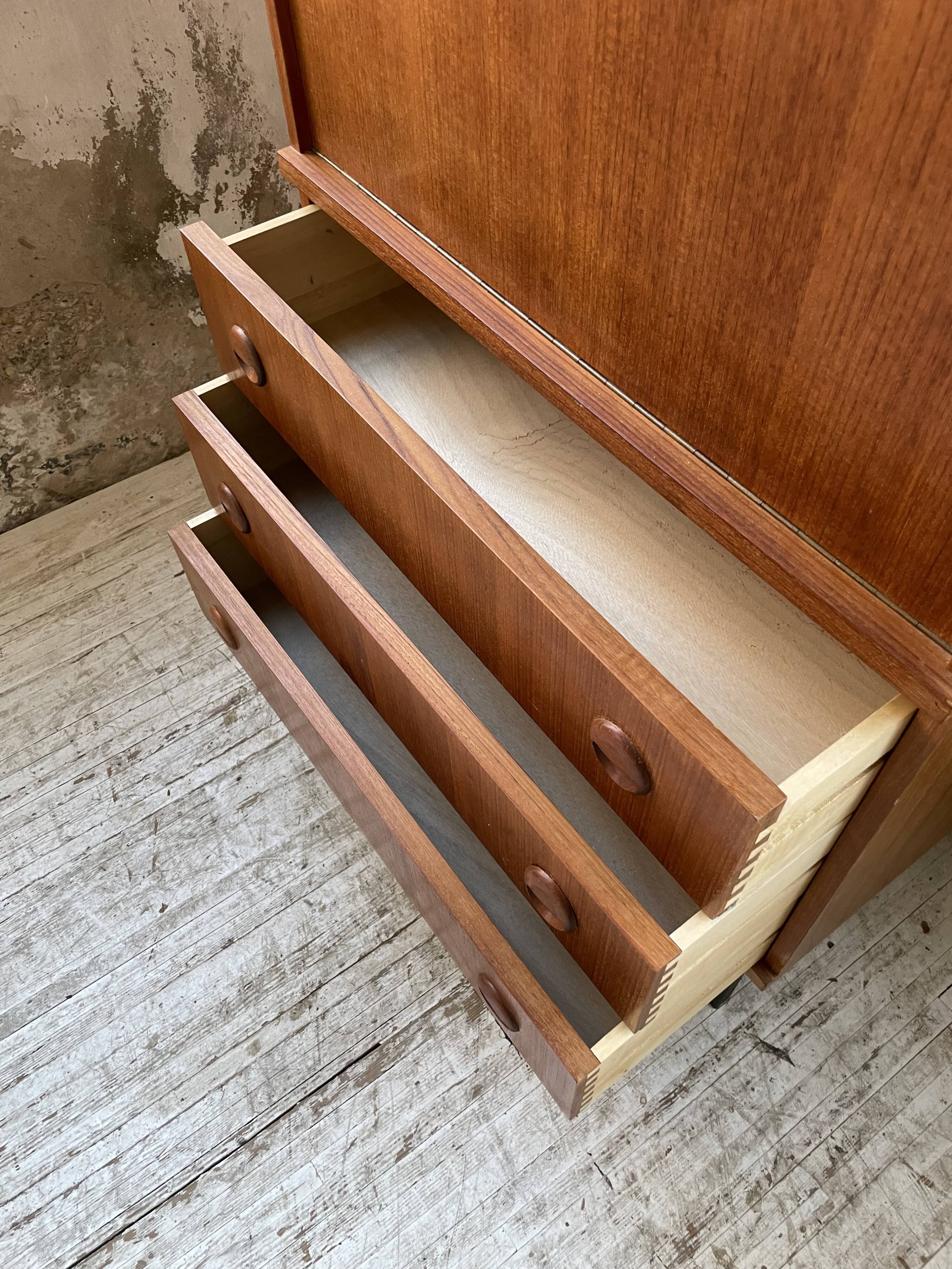 Modernist teak secretary desk, 1950s