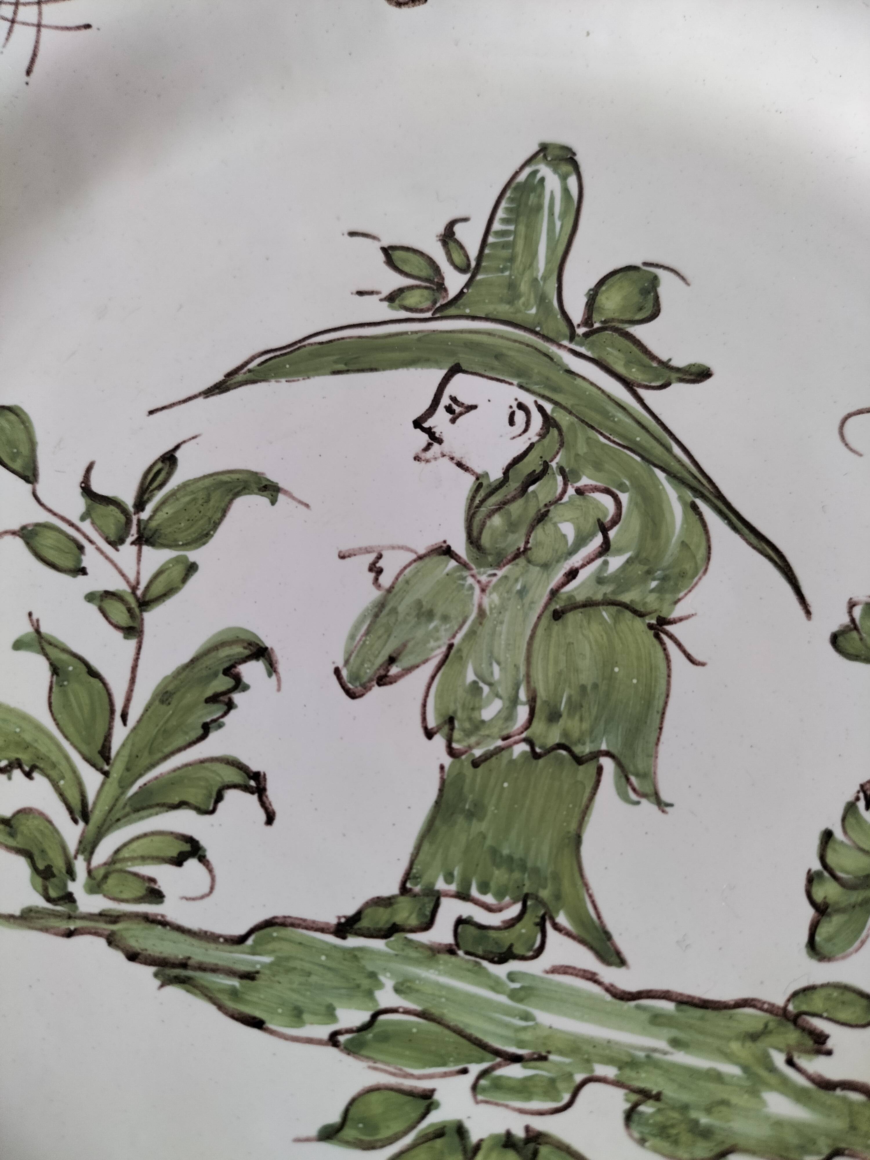 Antique Martres-Tolosane plate – rustic green decor