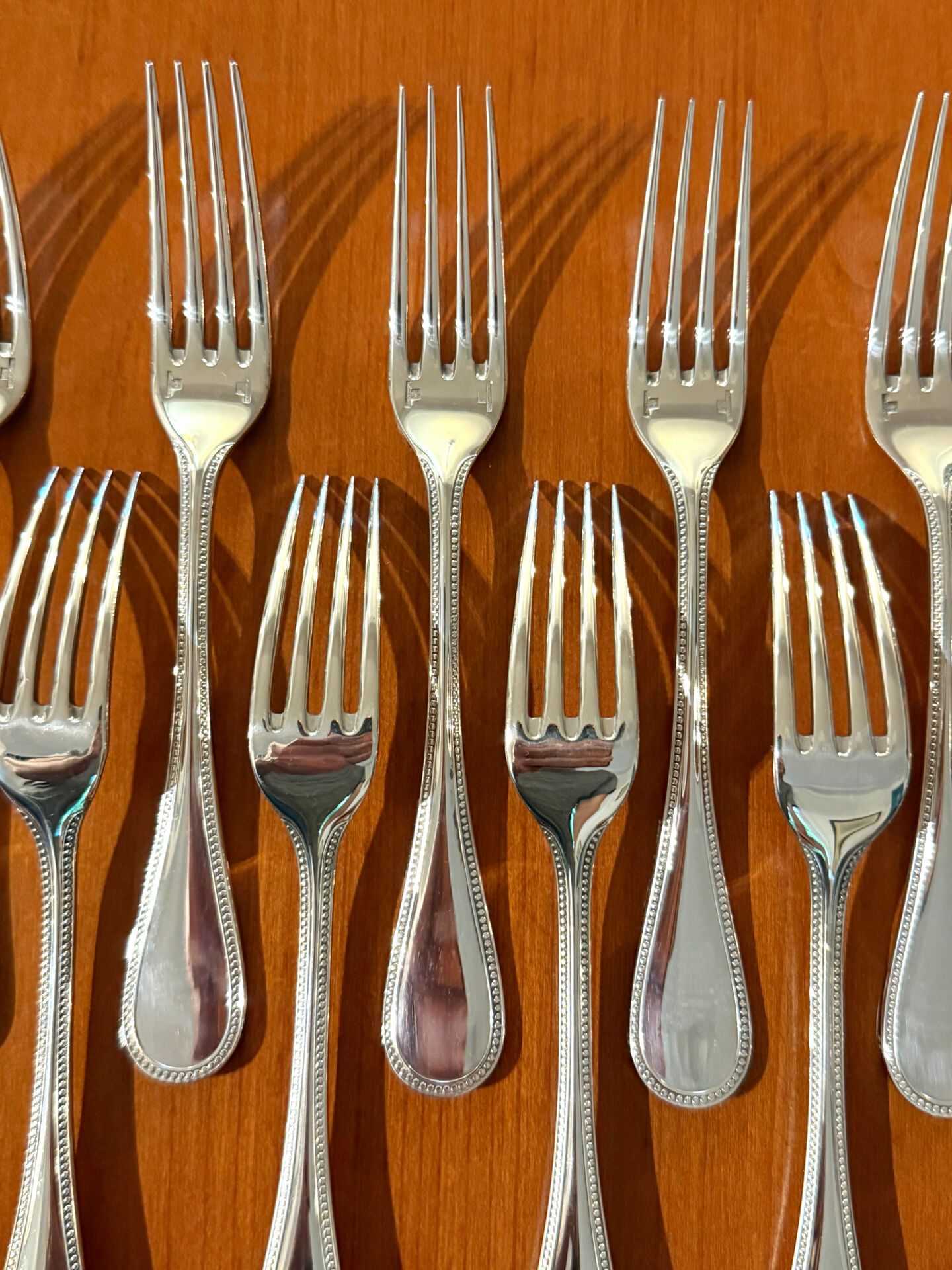 Christofle pearls, dessert cutlery 12 forks 12 spoons 17cm