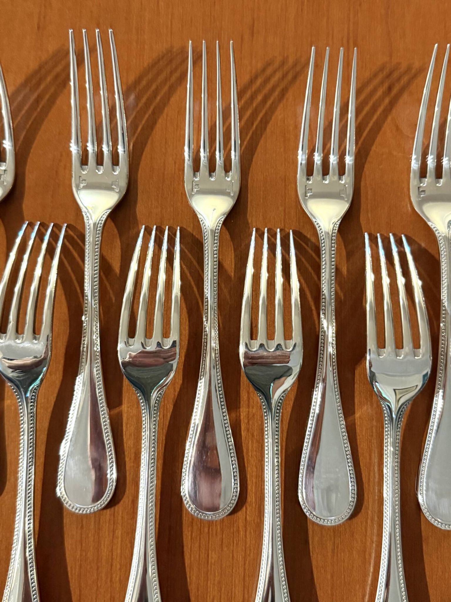 Christofle pearls, dessert cutlery 12 forks 12 spoons 17cm