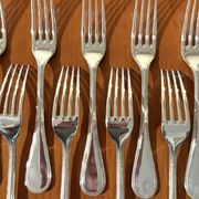 Christofle pearls, dessert cutlery 12 forks 12 spoons 17cm