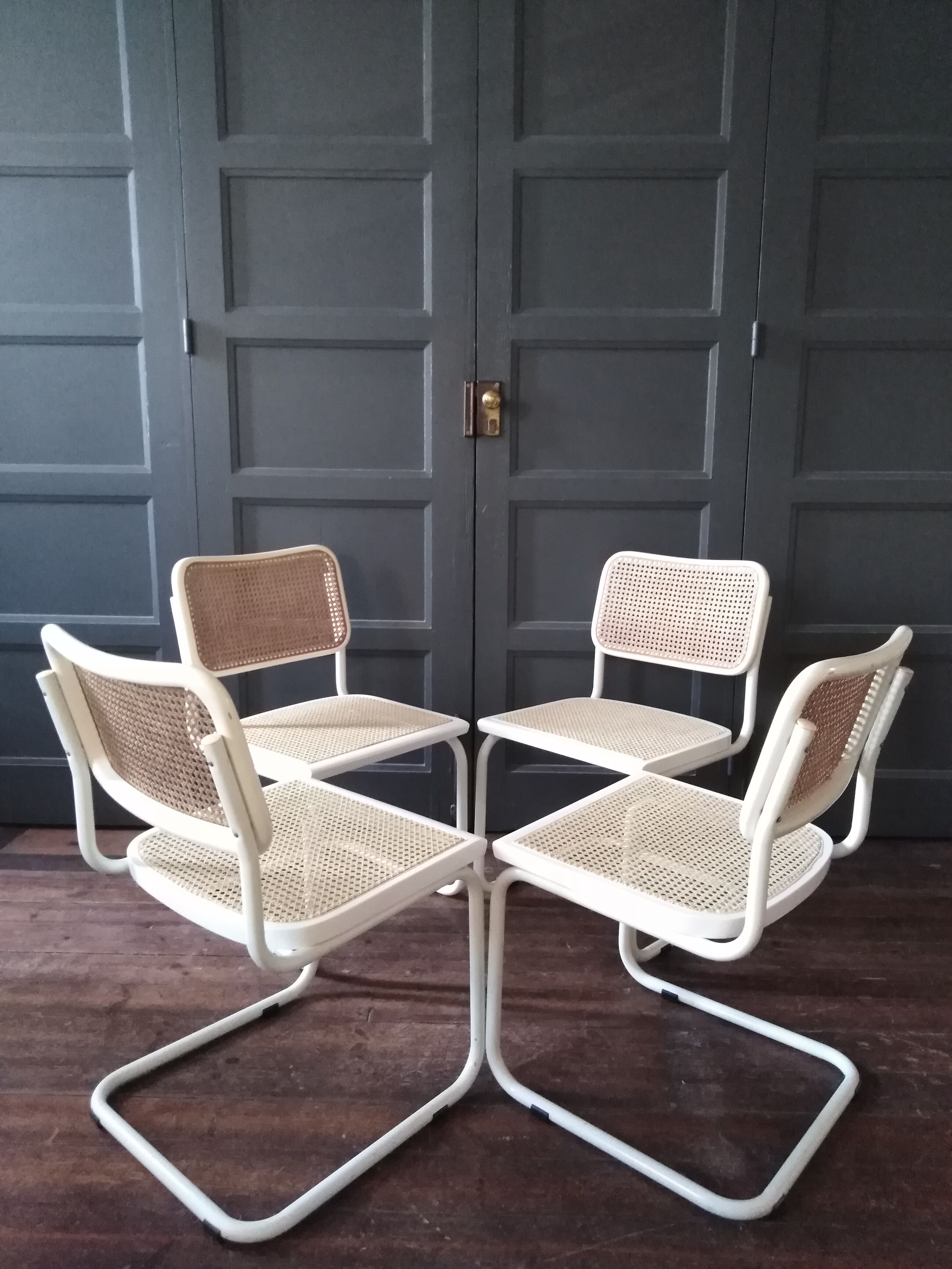 White Cesca B32 Marcel Breuer chairs 1970