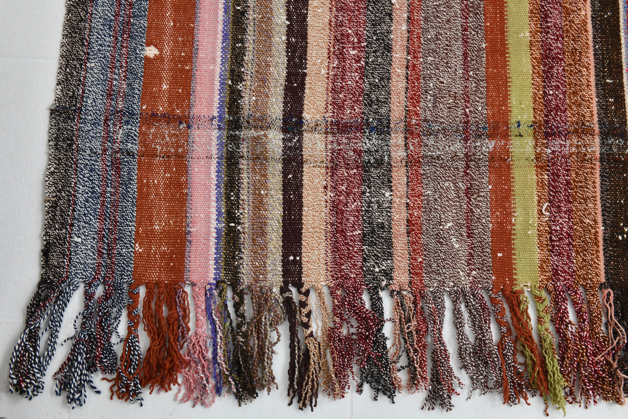 Kilim multicolore rayé moderne 6x7, 203x230Cm