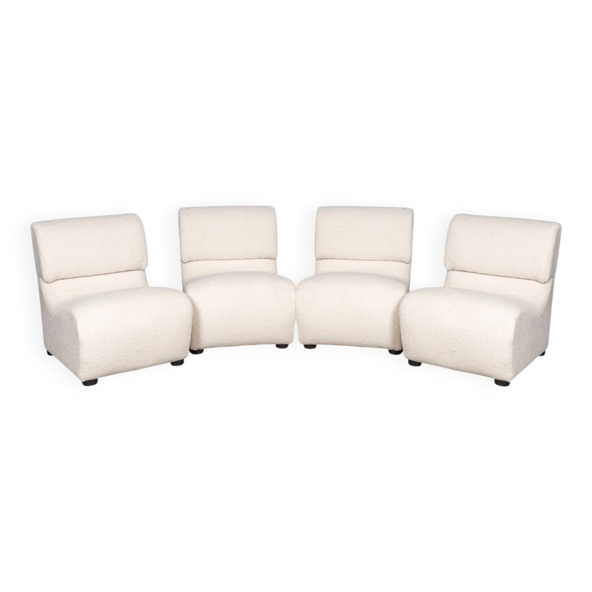 Italian 20thc set of four seats in cream boucle c.1980