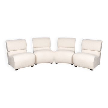 Italian 20thc set of four seats in cream boucle c.1980