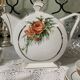 Old earthenware tea coffee set, HBCM Daisy -Teapot, 7 cups/sub-cups, sugar bowl