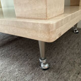 Vintage travertine and glass coffee table
