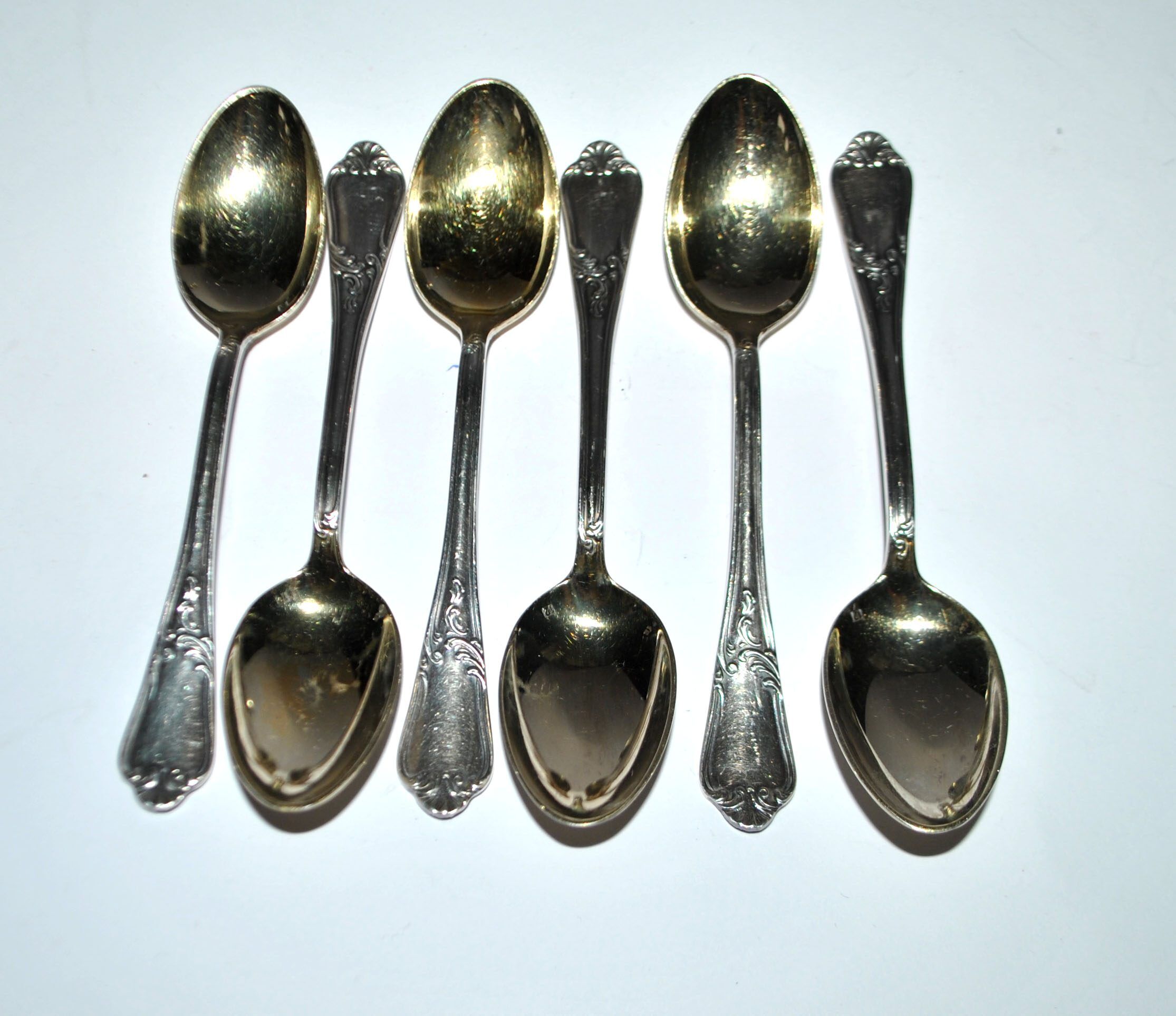 DEETJEN Lot of 6 silver-plated metal moka teaspoons Louis XV Rocaille no. 25