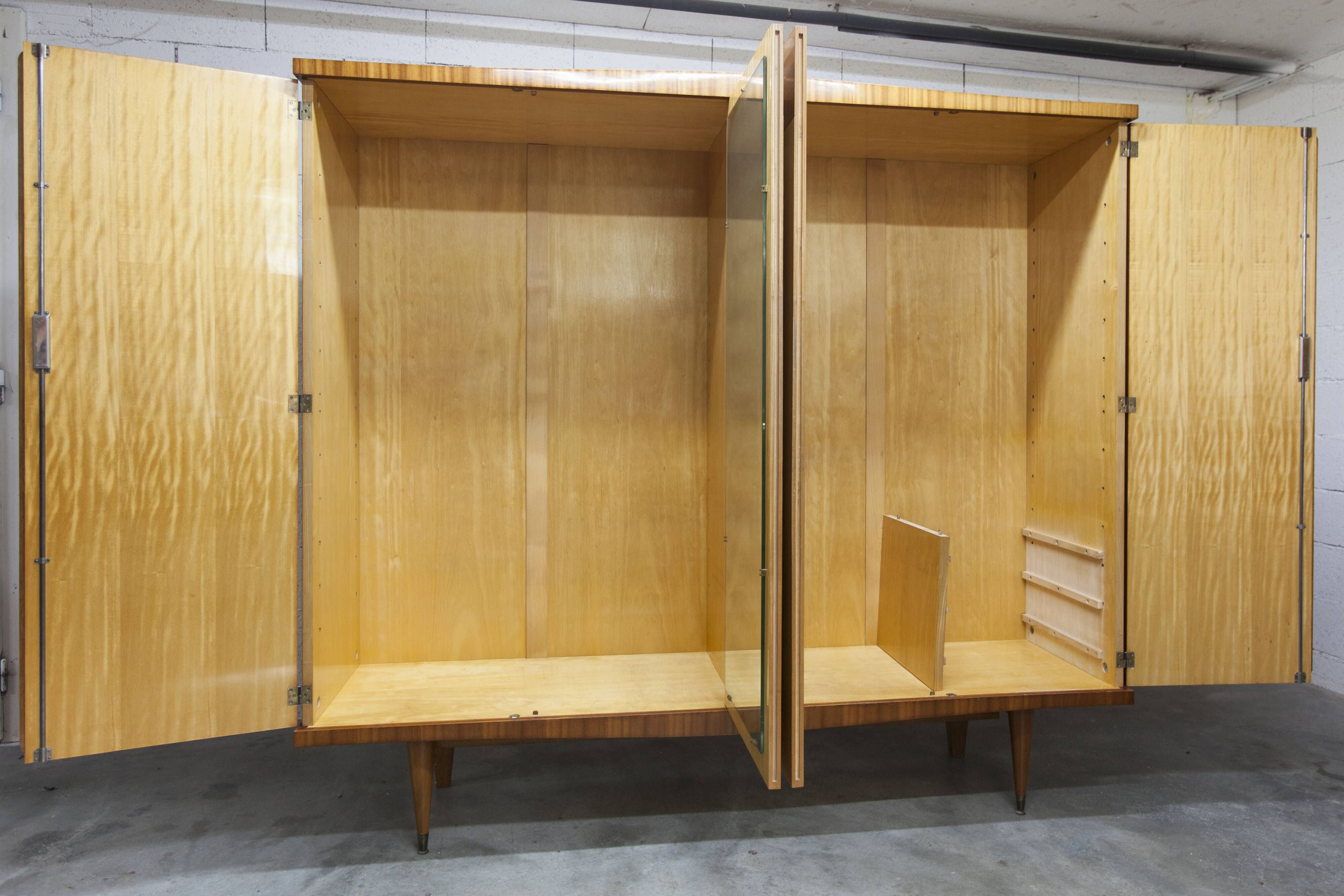 1960 Scandinavian wardrobe, atypical blond wood varnished, 4 doors 3