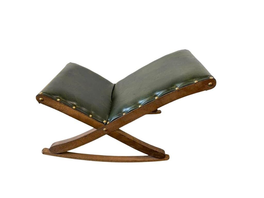 Vintage green footstool pouf