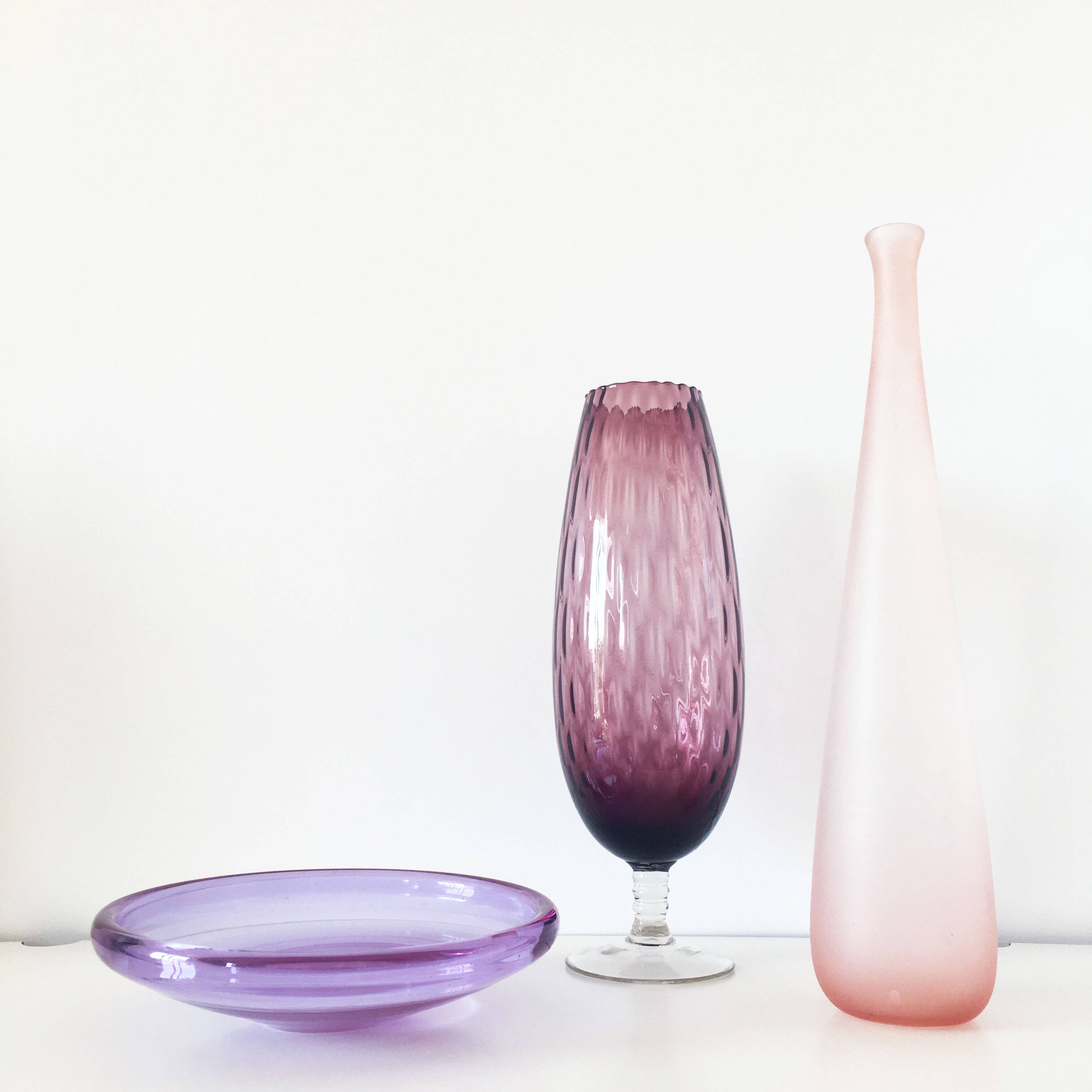 Large purple glass bowl 1970