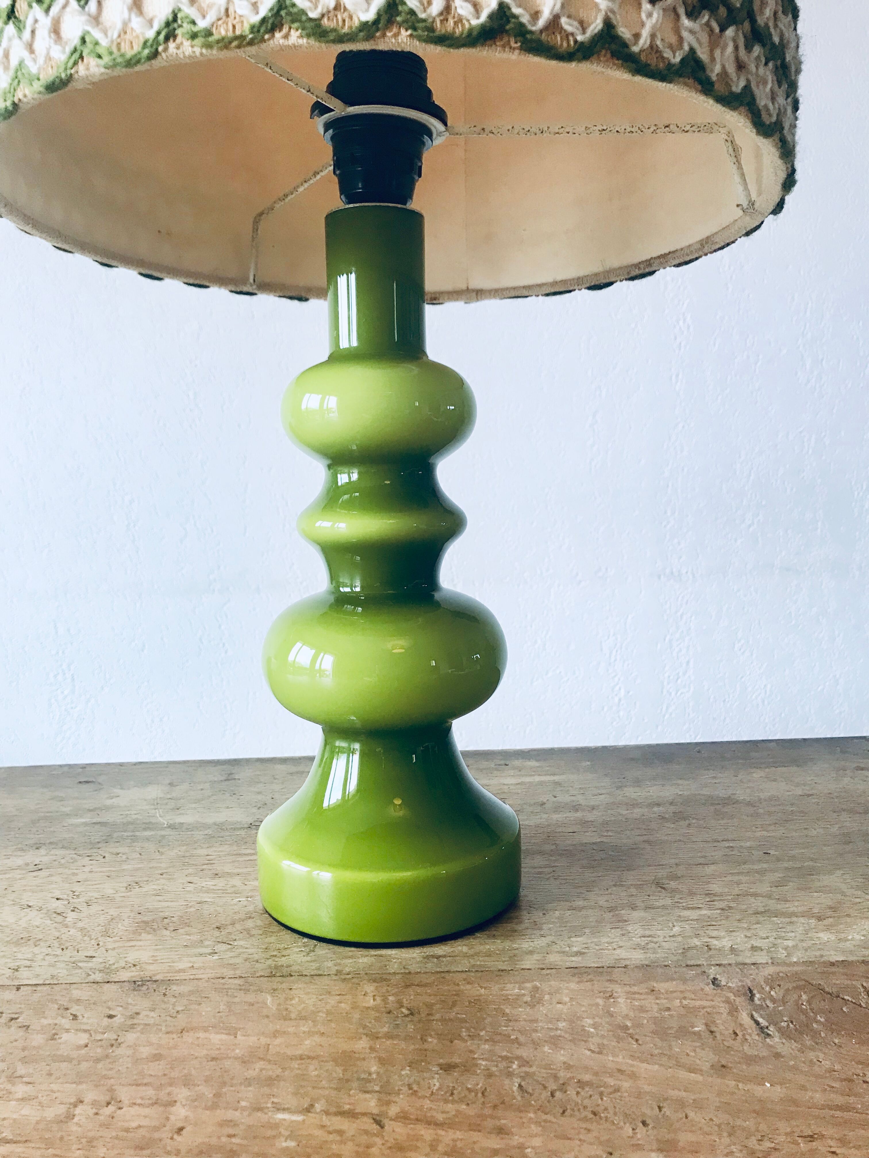 Vintage green glass lamp