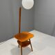Art Deco floor lamp with milky glass and side table, Thonet, 1950s – Czechoslovakia