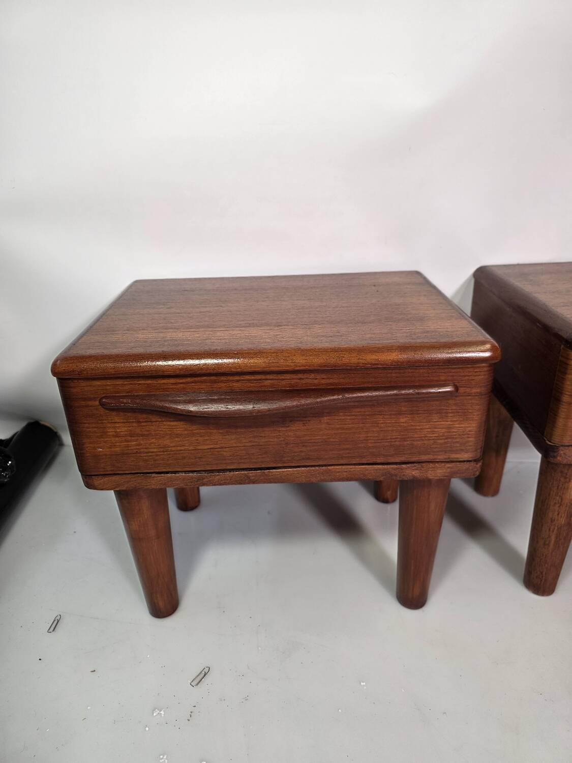 Pair of Scandinavian teak bedside tables from the 1960s.