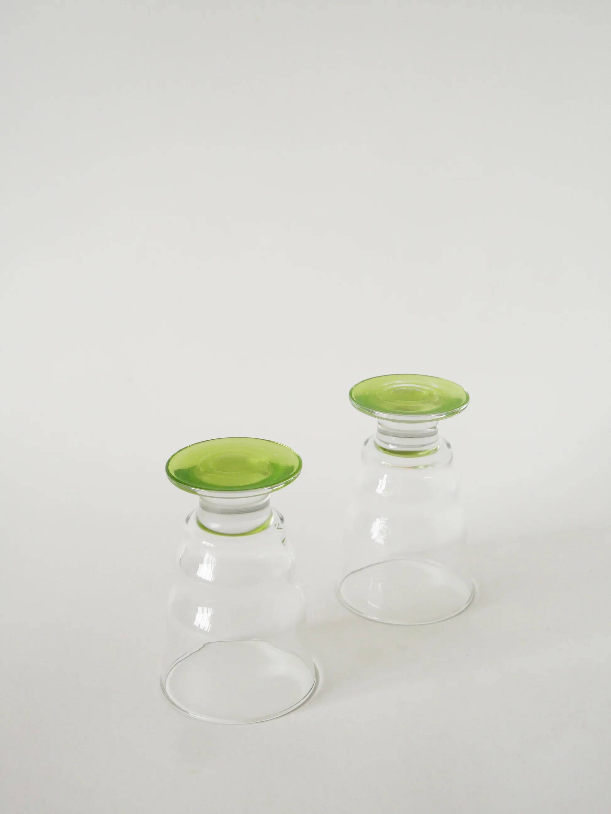Duo de verres à vin, vert pomme, 1980