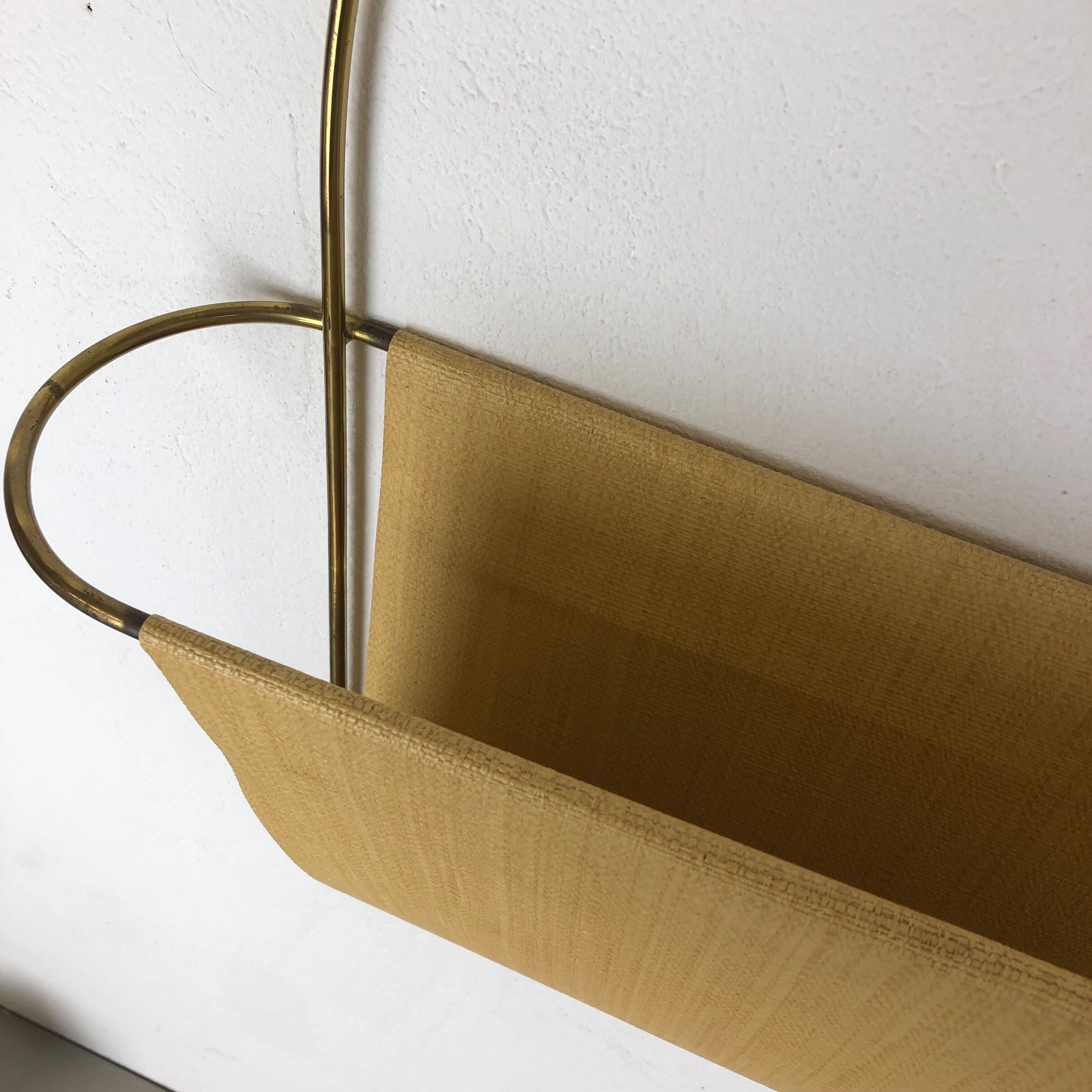 Vintage Brass Wall Hanging Magazine Holder, Austria, 1950s