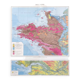 Brittany and Loire estuary map 43x43cm vintage from 1950
