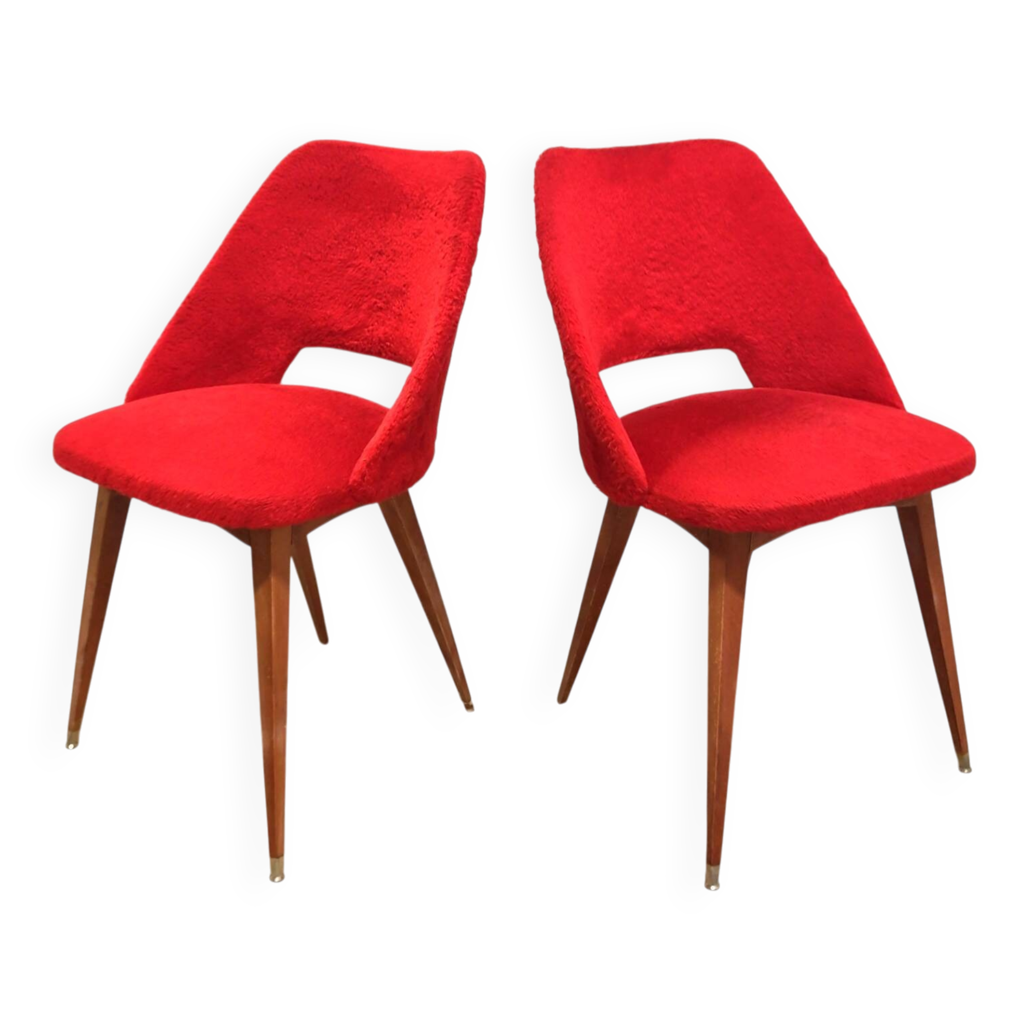 Pair of "fluffy" barrel chairs