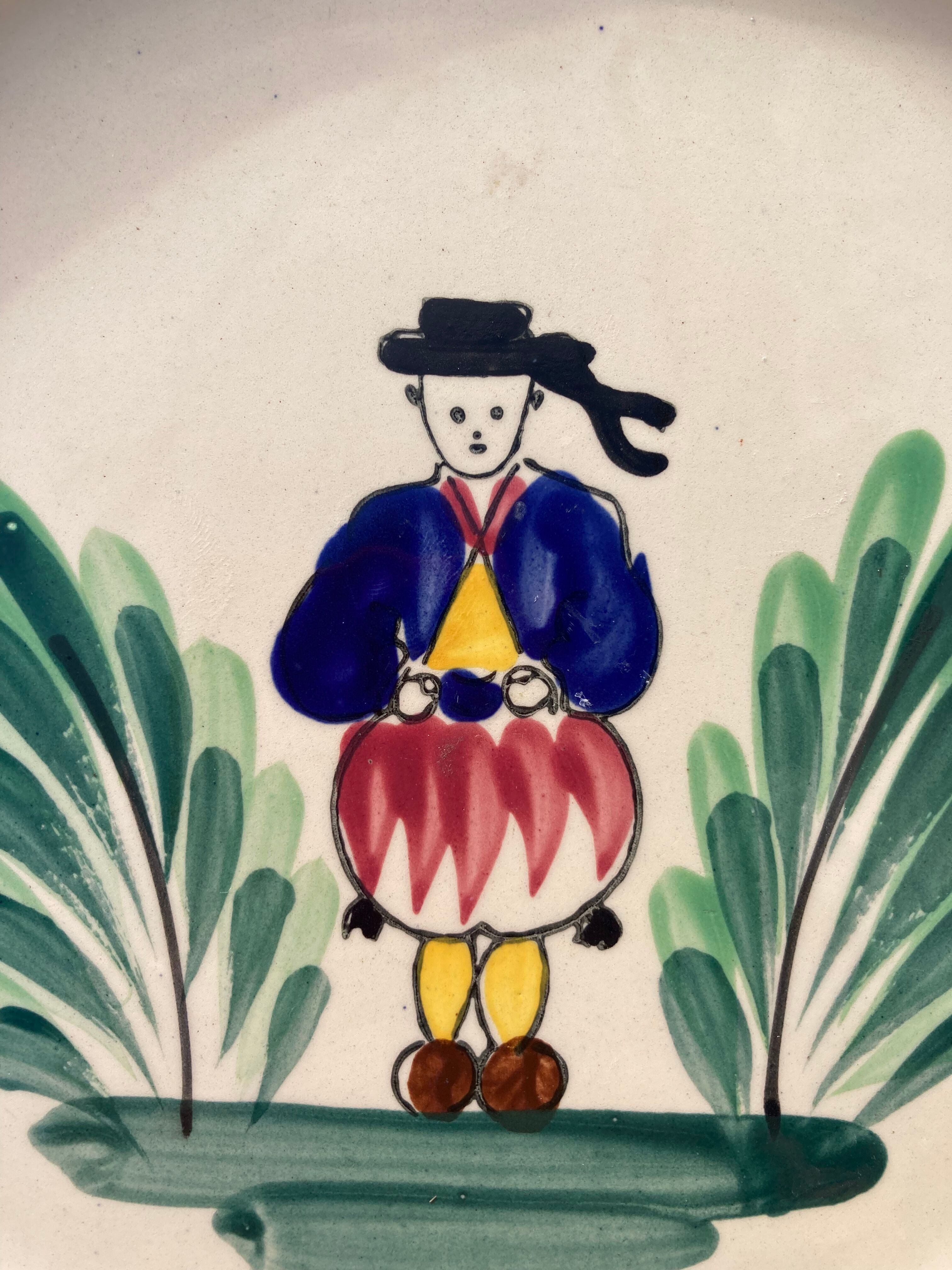 Quimper de Bretagne decorative plates with vintage characters