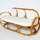 Sofa and italian poufs bamboo curly wool around 1960