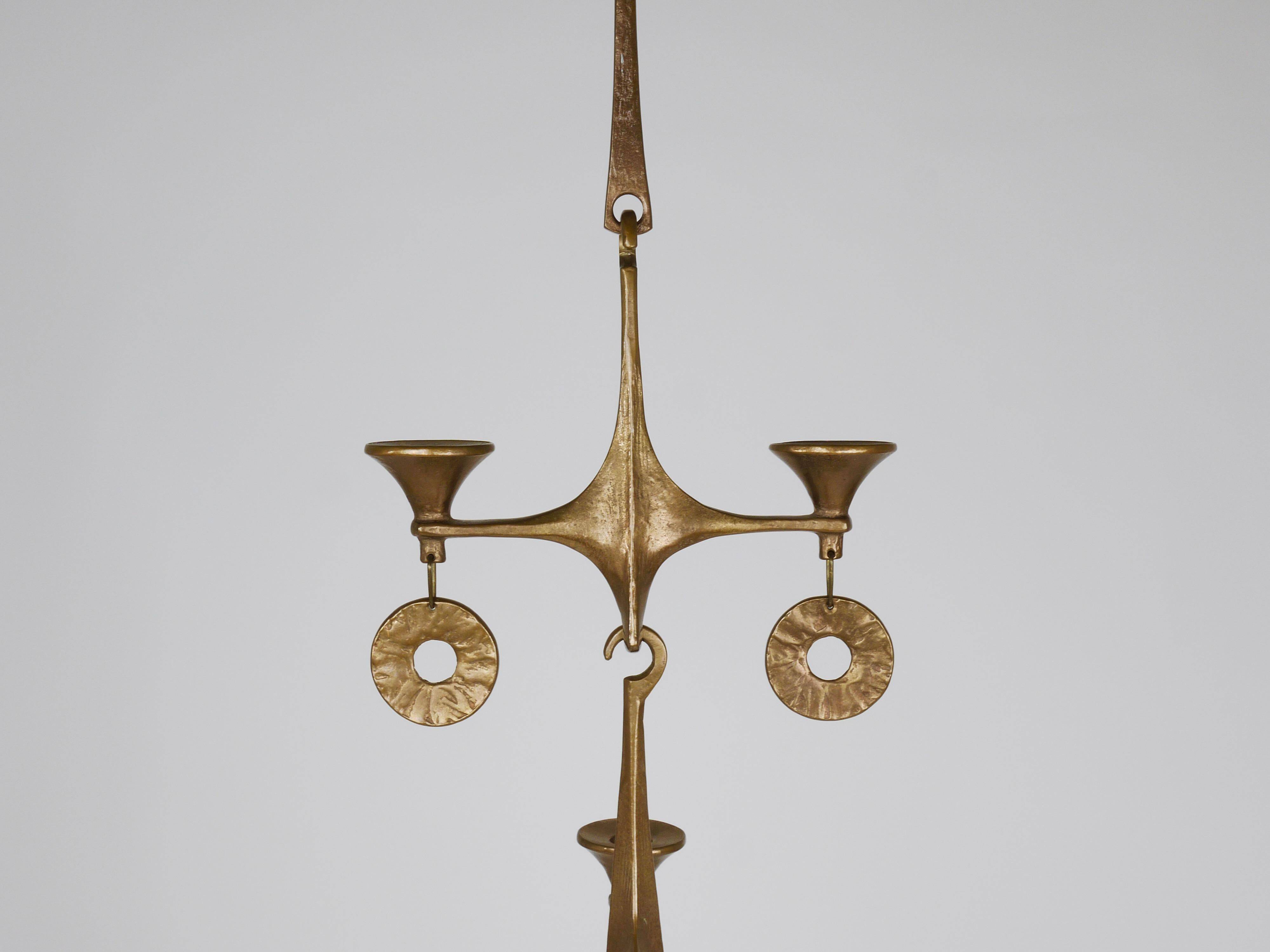 Grand Chandelier Suspended Candelabrum Brutalist Michael Harjes, 1970s