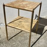 small side table with 2 brass and marble tops, vintage 1960