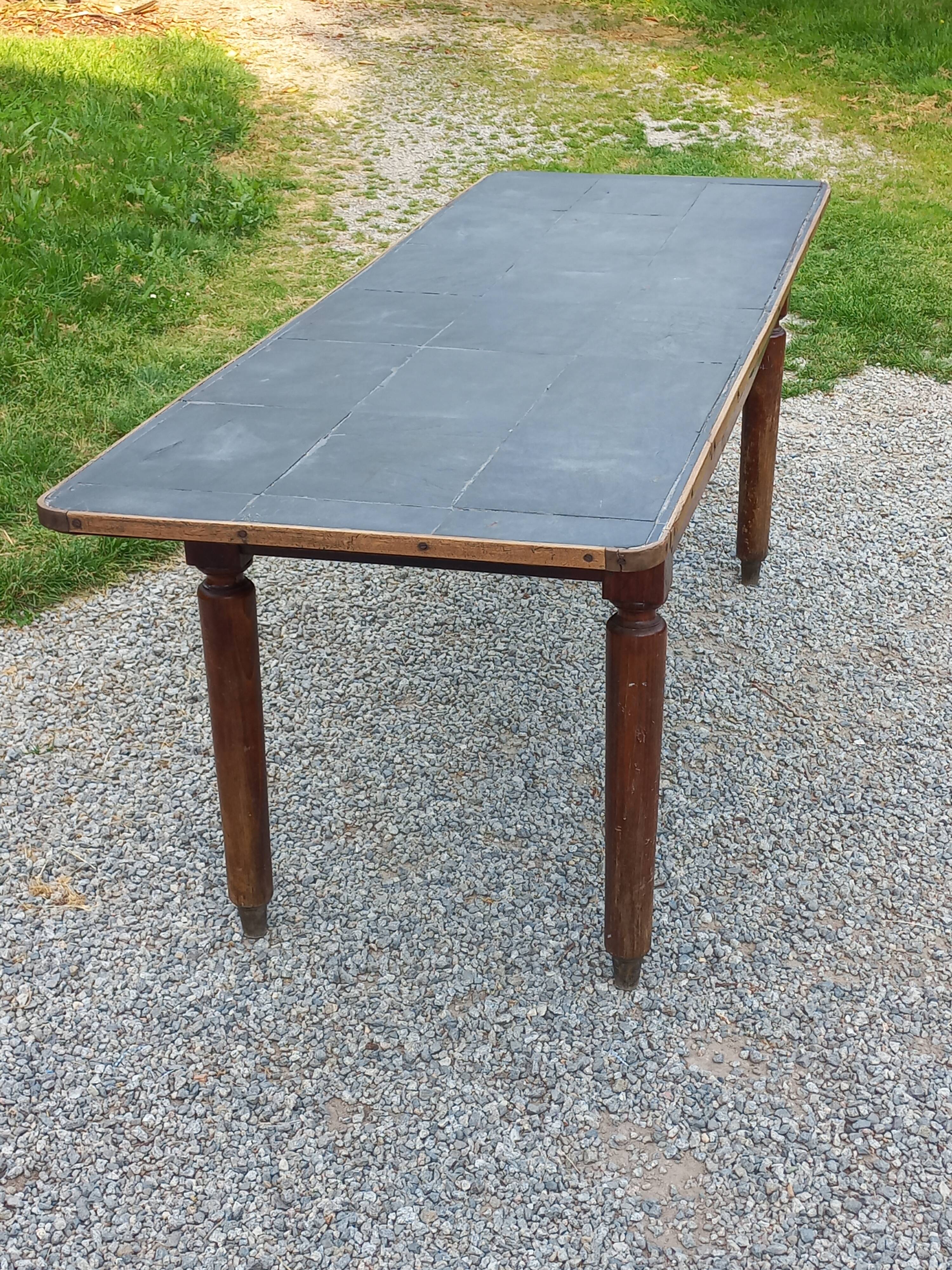 Farmhouse table, late 19th/early 20th century, 6 drawers, slate top 2