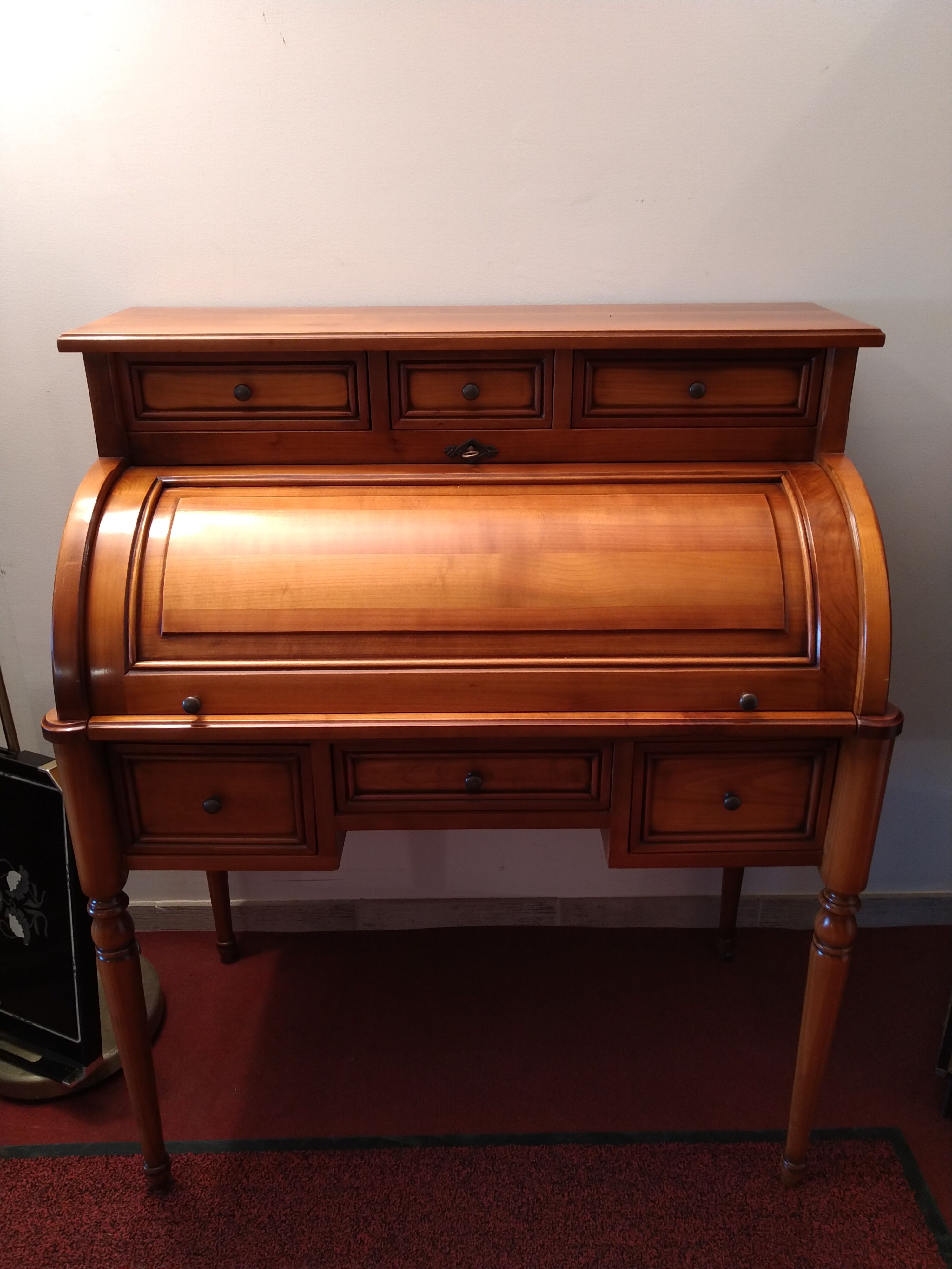 Bureau à cylindre cuir vert