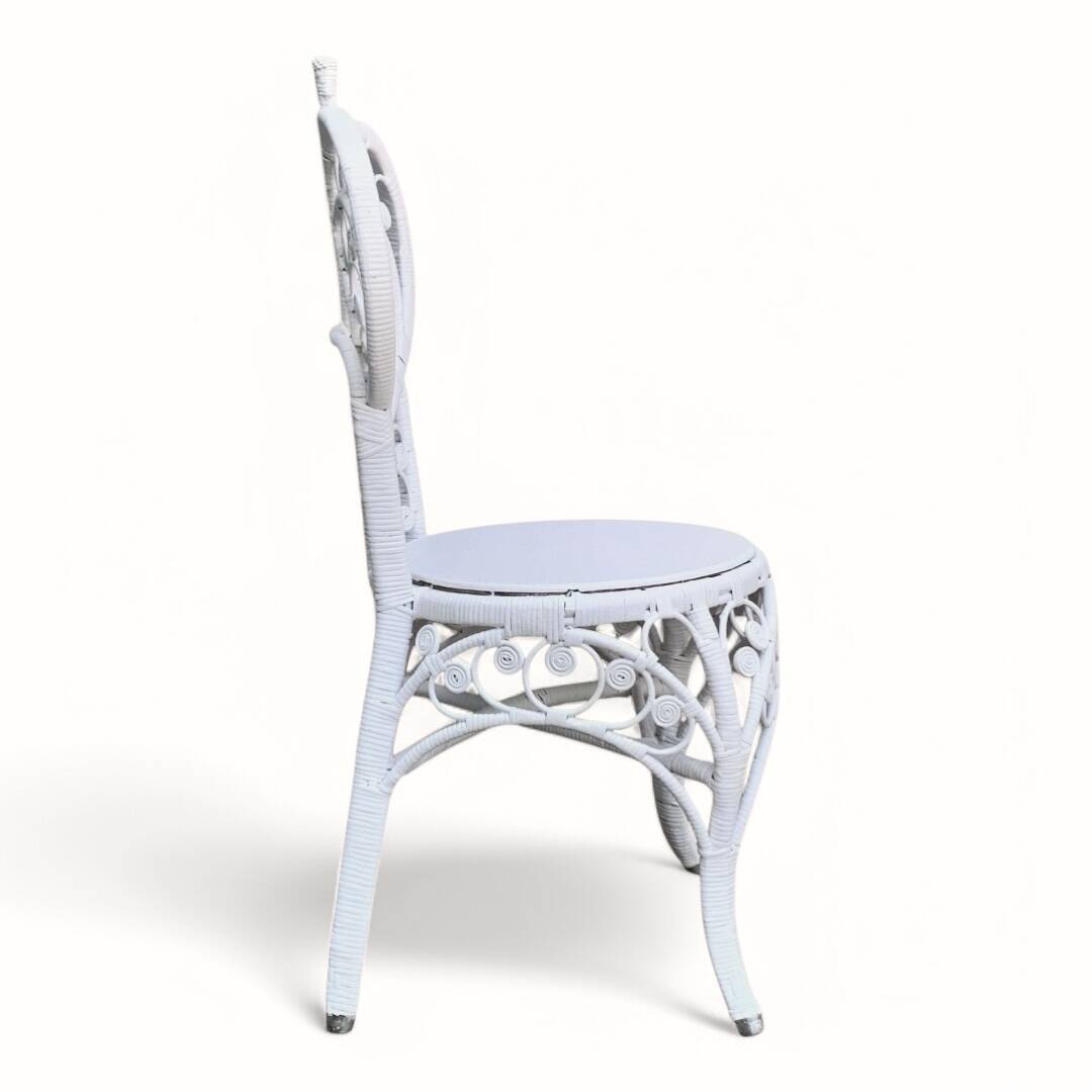 Peacock heart chair, white rattan, 1970s