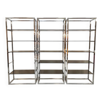 Bibliothèque de séparation de pièce en chrome vintage 'style Mad Men'