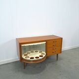 Fineer dressoir met draaibare bar en lades, barkast