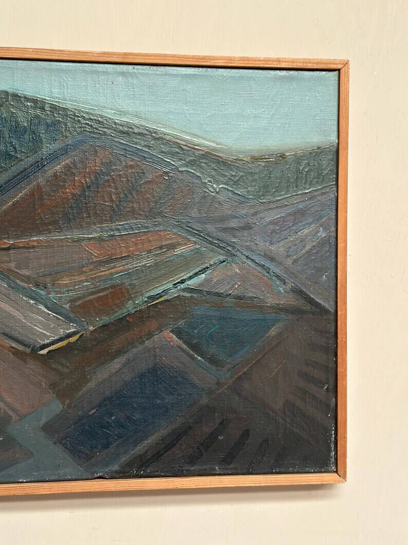 Original Swedish Oil on Canvas – “Glumslövs Backar” by Eric Julius – Signed – Vintage & Framed – 49 × 41 cm