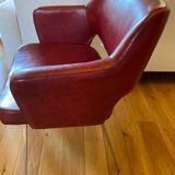 Pair of vintage armchairs in imitation leather from the 60s/70s