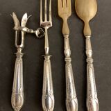 4 silver serving covers for leg and salad, XIXth
