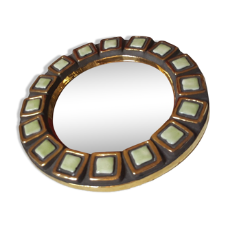 Ceramic mirror Vallauris France 1960  25cm